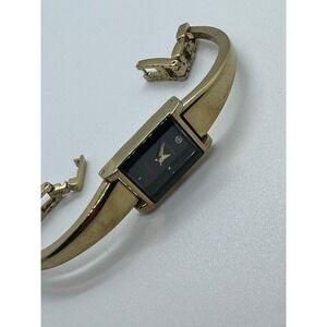 Armitron Diamond Gold Tone Bangle Watch Black Dial 75/5322GP 753H Womens